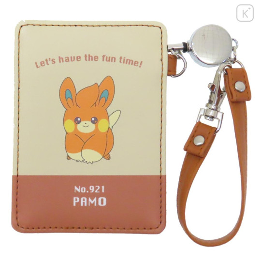 Japan Pokemon Pass Case Card Holder with Reel - Pawmi / Fun Time - 1