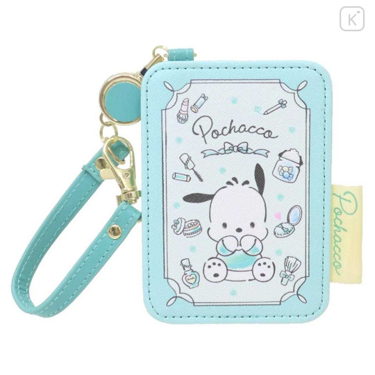 Japan Sanrio Pass Case Card Holder with Reel - Pochacco / Beauty - 1