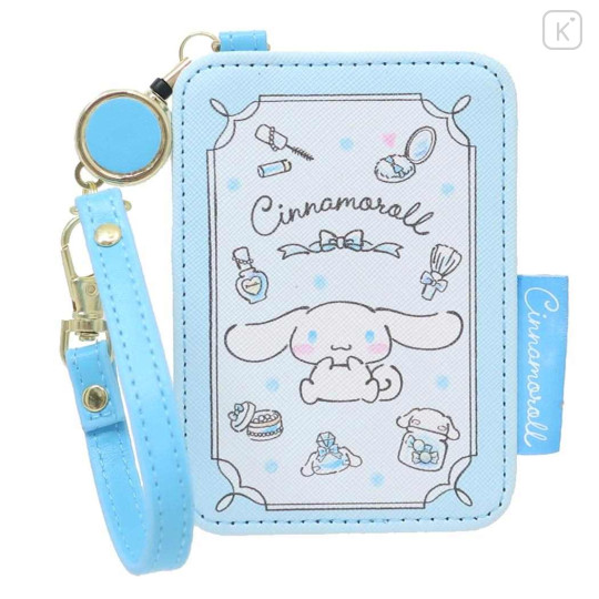 Japan Sanrio Pass Case Card Holder with Reel - Cinnamoroll : Beauty - 1