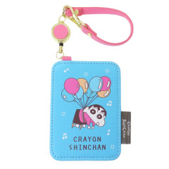 Japan Crayon Shin-chan Pass Case Card Holder with Reel - Flying Balloon
