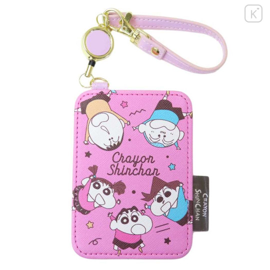 Japan Crayon Shin-chan Pass Case Card Holder with Reel - Friends - 1