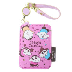 Japan Crayon Shin-chan Pass Case Card Holder with Reel - Friends