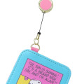 Japan Peanuts Pass Case Card Holder with Reel - Snoopy / Love Nature Blue Pink - 3