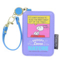 Japan Peanuts Pass Case Card Holder with Reel - Snoopy / Love Nature Purple Blue - 1