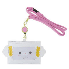 Japan Sanrio Pass Case Card Holder with Reel & Neck Strap - Cogimyun / Face
