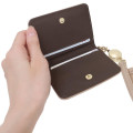 Japan Peanuts Bifold Pass Case Card Holder with Reel - Snoopy / Light Brown - 3