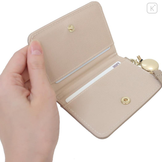 Japan Miffy Bifold Pass Case Card Holder with Reel - Light Brown - 3