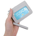 Japan Miffy Bifold Pass Case Card Holder with Reel - Light Grey - 2
