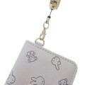 Japan Miffy Bifold Pass Case Card Holder with Reel - Light Grey - 4