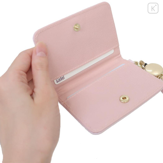 Japan Miffy Bifold Pass Case Card Holder with Reel - Light Pink - 3