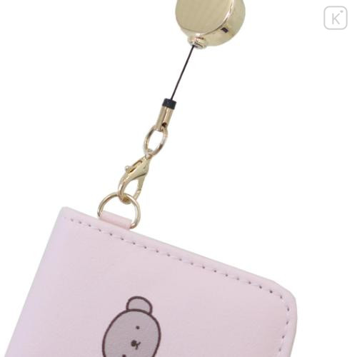 Japan Miffy Bifold Pass Case Card Holder with Reel - Light Pink - 4