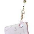 Japan Sanrio Mini Pouch & Pass Case Card Holder with Reel - Hello Kitty / Happy Life - 4