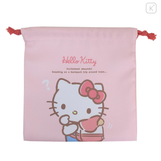 Japan Sanrio Drawstring Pouch - Hello Kitty / Backpack Trip - 1