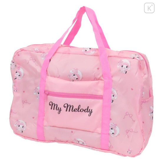 Japan Sanrio Travel Foldable Boston Bag - My Melody / Moonlit Melokuro Midnight Pink - 1