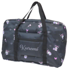 Japan Sanrio Travel Foldable Boston Bag - Kuromi & Baku / Black