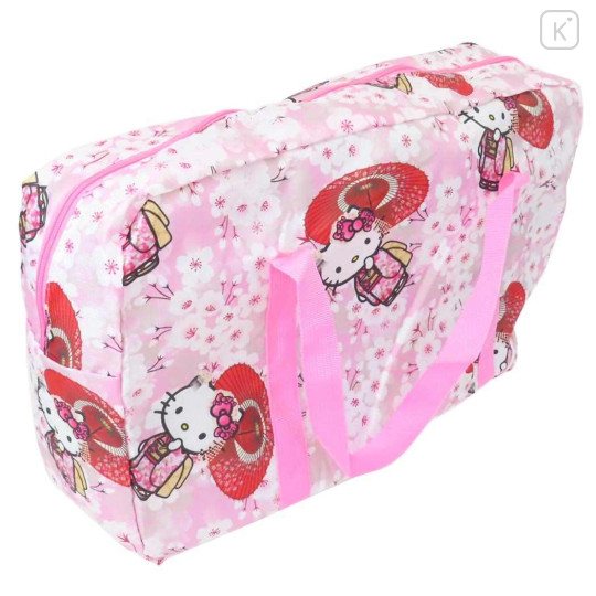 Japan Sanrio Travel Foldable Boston Bag - Hello Kitty / Sakura Kimono Pink - 2