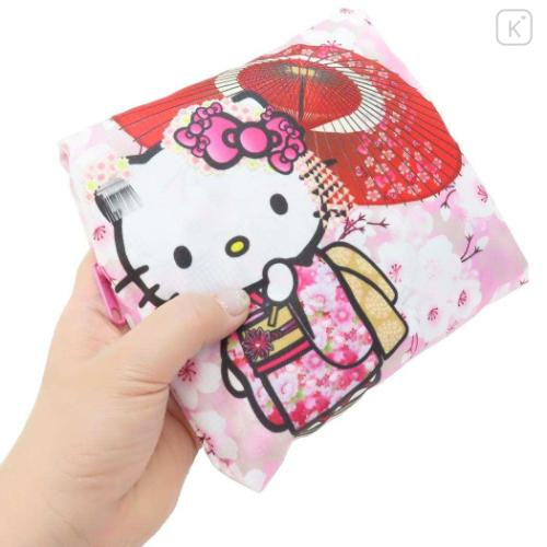 Japan Sanrio Travel Foldable Boston Bag - Hello Kitty / Sakura Kimono Pink - 4