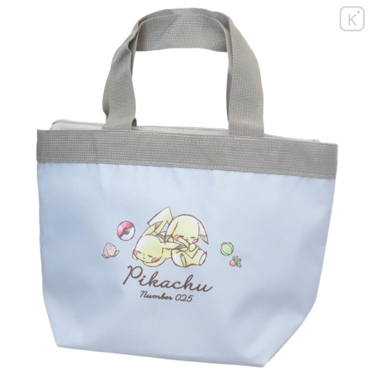 Japan Pokemon Insulated Cooler Lunch Bag - Pikachu / Number025 Blue & Grey - 1