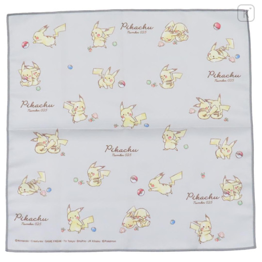 Japan Pokemon Lunch Cloth - Pikachu / Number025 Grey - 1