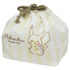 Japan Pokemon Drawstring Bag / Lunch Bag - Pikachu / Number025 Sitting