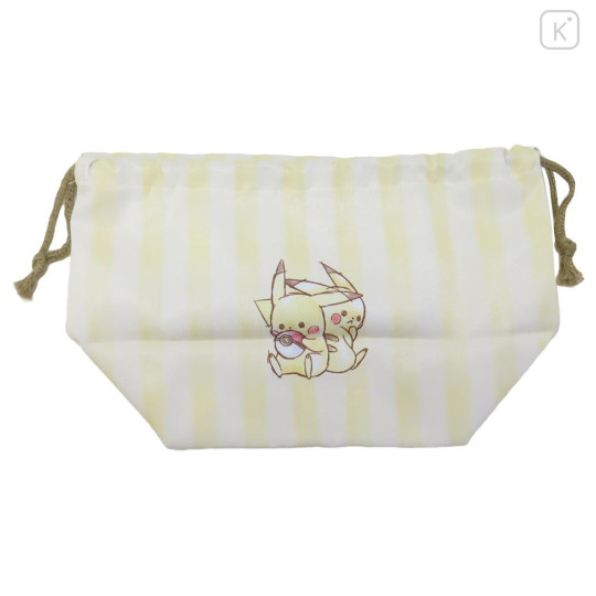Japan Pokemon Drawstring Bag / Lunch Bag - Pikachu / Number025 Sitting - 2