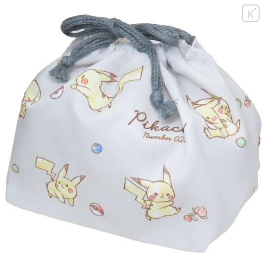 Japan Pokemon Drawstring Bag / Lunch Bag - Pikachu / Number025 Grey - 1
