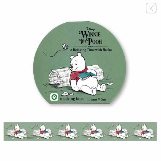 Japan Disney Washi Masking Tape - Pooh / Relaxing Time with Books - 1