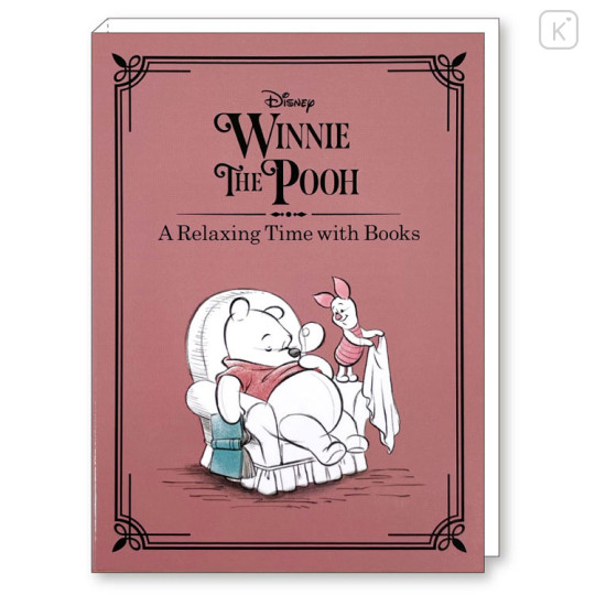 Japan Disney Mini Notepad - Pooh & Piglet / Relaxing Time with Books - 1