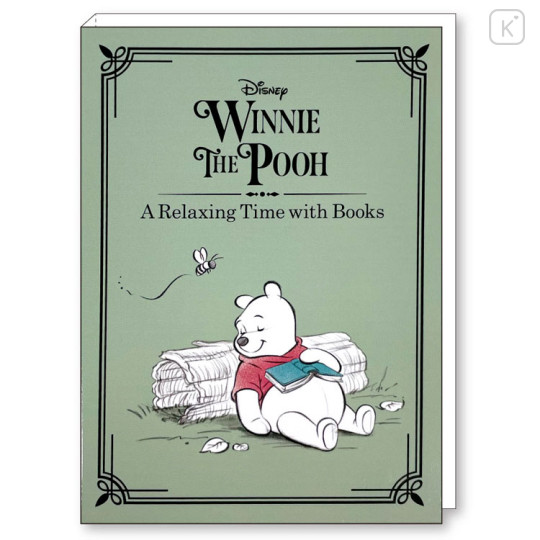 Japan Disney Mini Notepad - Pooh / Relaxing Time with Books - 1