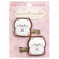 Japan San-X Hair Clip Set - Funwarinecolon / Fluffy Cat White - 1