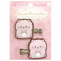 Japan San-X Hair Clip Set - Funwarinecolon / Fluffy Cat Pink