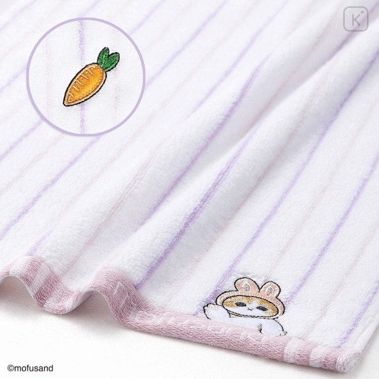 Japan Mofusand Face Towel - Cat / Stripe Purple - 2