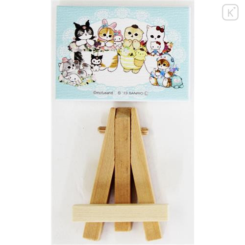 Japan Sanrio × Mofusand Mini Canvas with Easel - Cat / Flower - 1