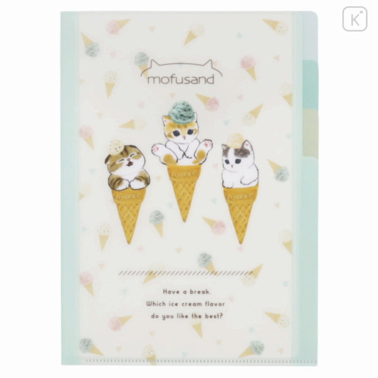 Japan Mofusand 3 Pockets A5 Index Holder - Cat / Ice Cream - 1