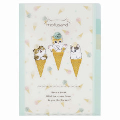 Japan Mofusand 3 Pockets A5 Index Holder - Cat / Ice Cream