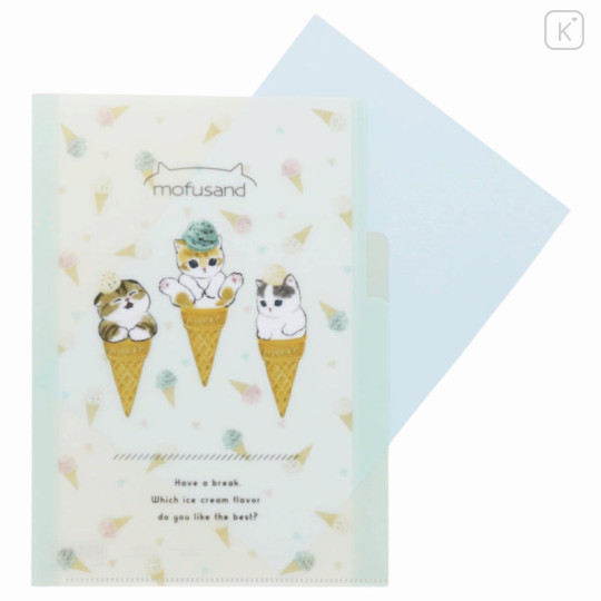 Japan Mofusand 3 Pockets A5 Index Holder - Cat / Ice Cream - 3