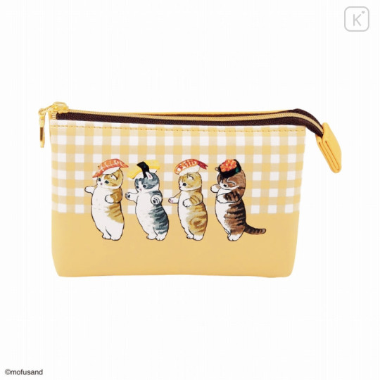 Japan Mofusand 3-Pocket Mini Flat Pouch - Cat : Sushi - 1