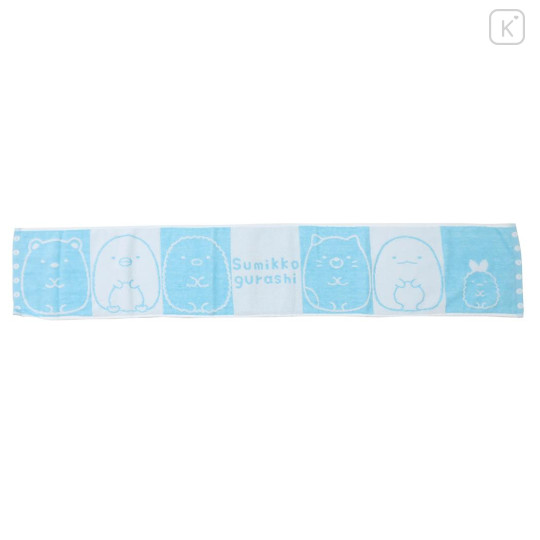 Japan San-X Jacquard Slim Long Towel - Sumikko Gurashi / Blue Stripe - 1