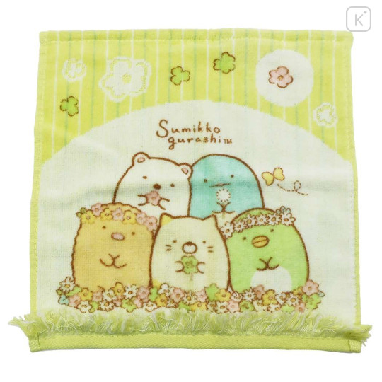 Japan San-X Handkerchief Wash Towel - Sumikko Gurashi / Flower - 1