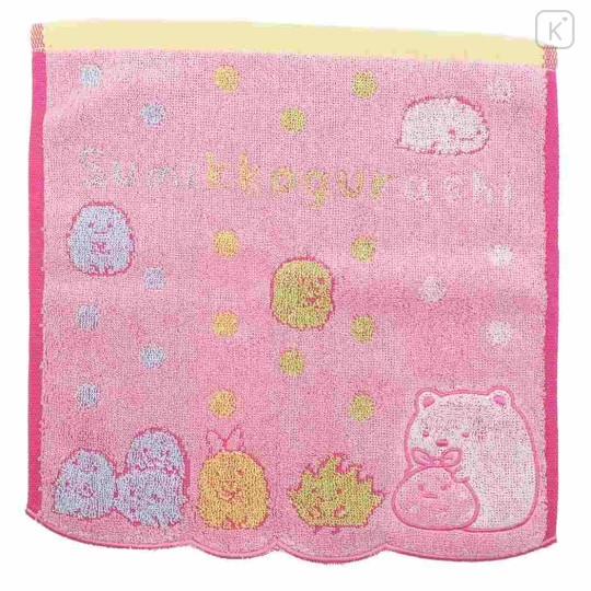 Japan San-X Jacquard Mini Towel Handkerchief - Sumikko Gurashi / Pink - 1