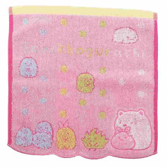 Japan San-X Jacquard Mini Towel Handkerchief - Sumikko Gurashi / Pink