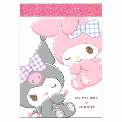 Japan Sanrio Mini Notepad - Kuromi & My Melody / Puffy