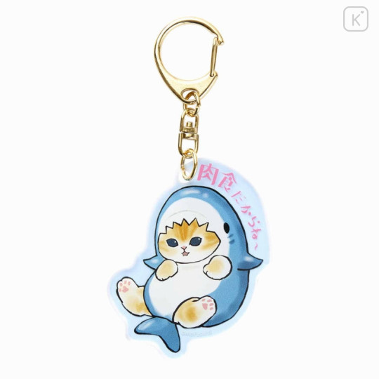 Japan Mofusand Acrylic Keychain - Cat : Shark Wanna Eat Meat - 1
