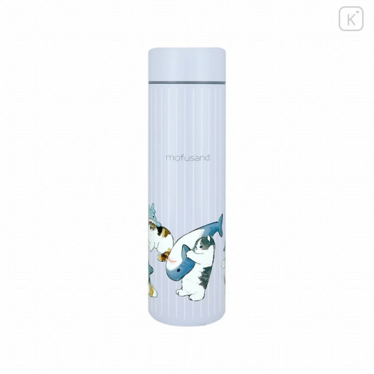 Japan Mofusand Stainless Steel Water Bottle 400ml - Cat / Sea Creatures - 1