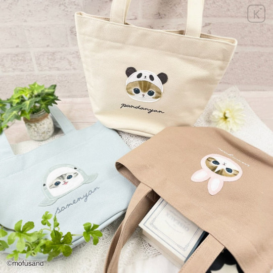 Japan Mofusand Fluffy Mini Tote Bag - Cat / Rabbit - 3