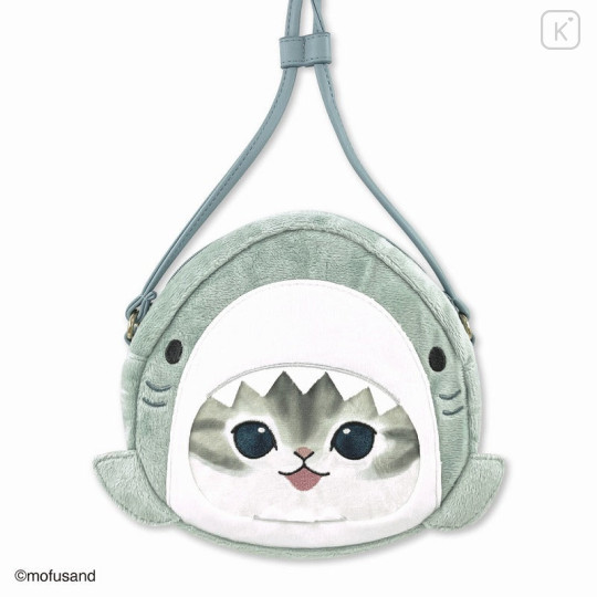 Japan Mofusand Fluffy Pochette Shoulder Bag - Cat / Shark - 1