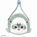 Japan Mofusand Fluffy Pochette Shoulder Bag - Cat / Shark - 1