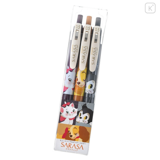 Japan Disney Store Sarasa Clip Gel Pen Set - Lady & Figaro & Marie / Vintage - 1