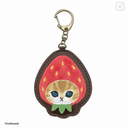 Japan Mofusand Fluffy Keychain - Fruit Cat / Strawberry - 1