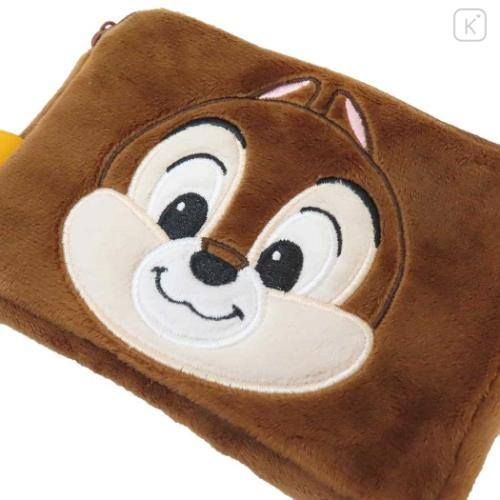 Japan Disney Fluffy Flat Pouch & Tissue Case - Chip - 4